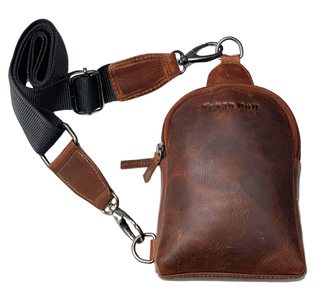 Texan Bull Oil Pull Up Hunter Leather Crossbody Unisex Mini Sling Bag for Mens and Women VP-SET-TXB-TB