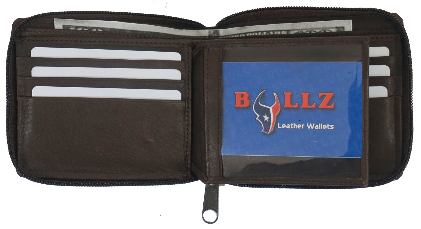 Texan Bull ® RFID Zipper Mens Wallet TXB-RF5101