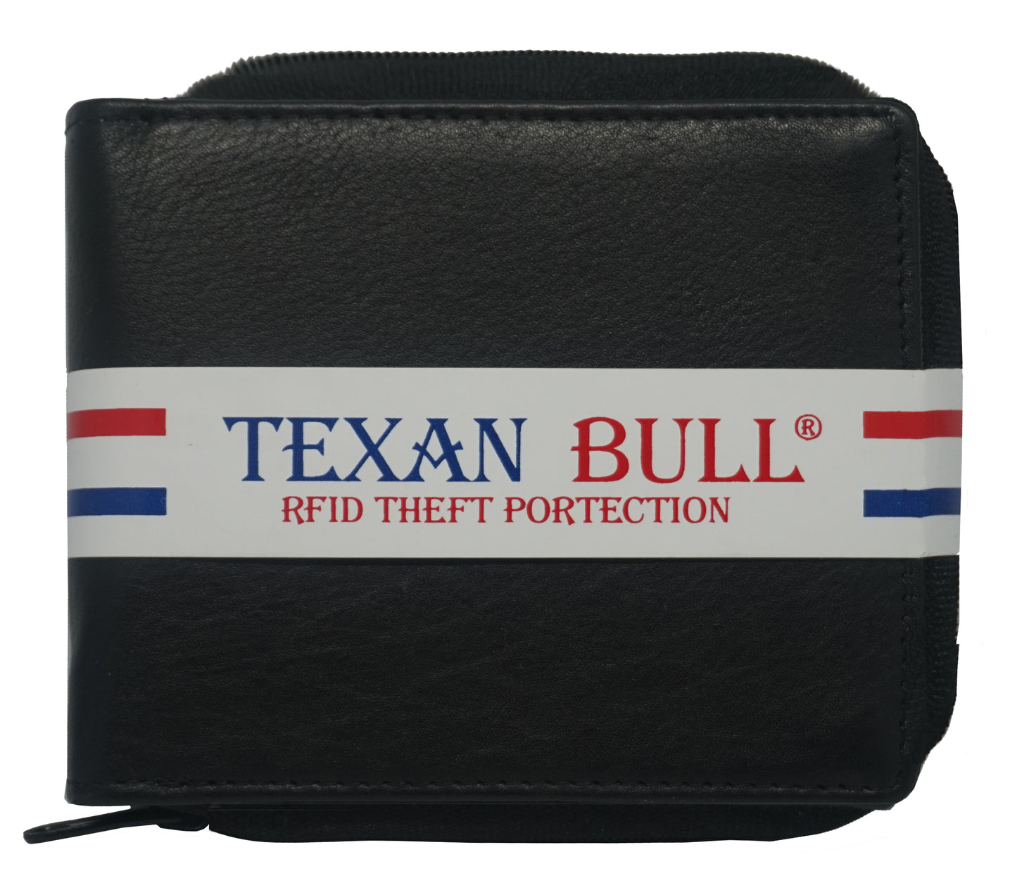 Texan Bull® RFID Signal Blocking Zipper Mens Wallet TXB-RF5101