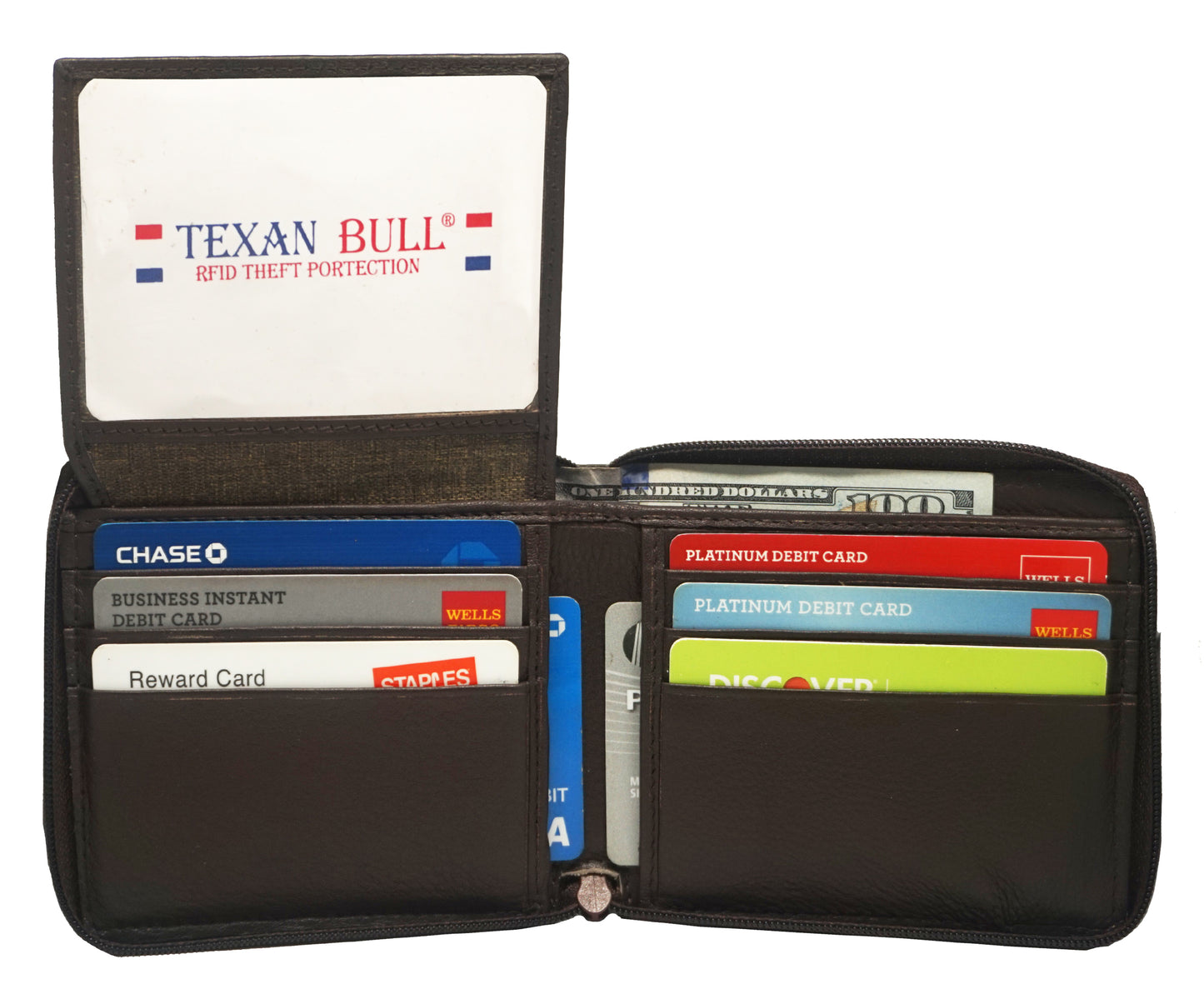 Texan Bull® RFID Zipper Mens Wallet RF5104